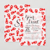 Invitation Motif animal de homard rouge mou (Devant / Derrière)