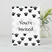 Invitation Motif animal d'empreinte de patte. Noir et blanc. (Debout devant)
