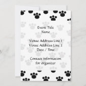 Invitation Motif animal d'empreinte de patte. Noir et blanc. (Dos)