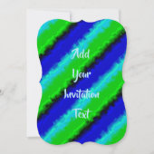 Invitation Motif arc-en-ciel bleu vert abstrait 3D (Devant)