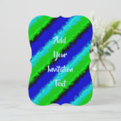 Invitation Motif arc-en-ciel bleu vert abstrait 3D (Debout devant)
