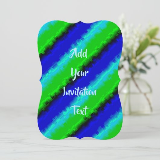 Invitation Motif arc-en-ciel bleu vert abstrait 3D (Debout devant)