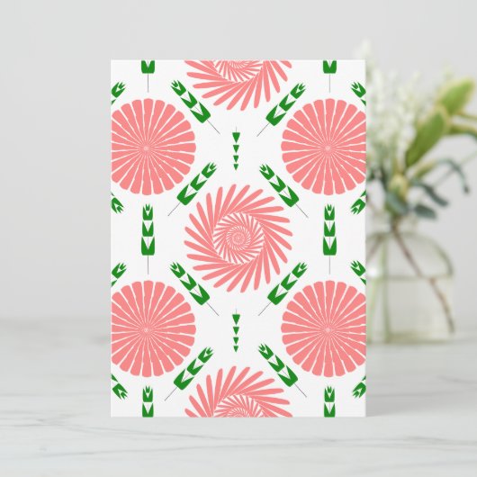 Invitation  motif aux fleurs roses  (Debout devant)