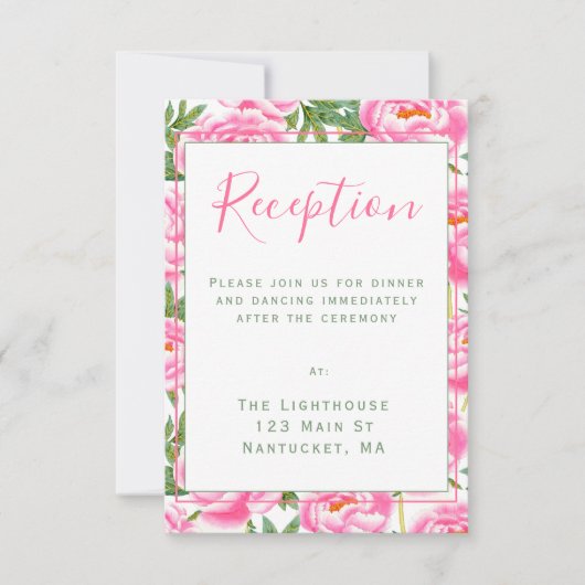 Invitation Motif aux Pivoines Roses | Carton d'invitation de  (Devant)