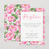 Invitation Motif aux Pivoines Roses | Carton d'invitation de  (Devant / Derrière)