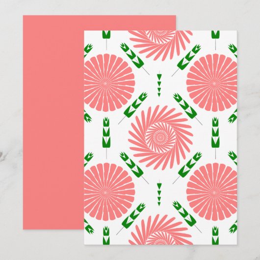 Invitation motif avec des fleurs roses (Devant / Derrière)