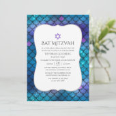 Invitation Motif Bat mitzvah Faux Parties scintillant Mermaid (Debout devant)