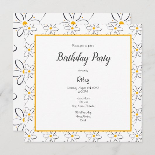 Invitation Motif blanc (Devant / Derrière)