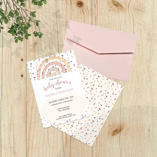 Invitation Motif blanc arc-en-ciel d'automne moderne