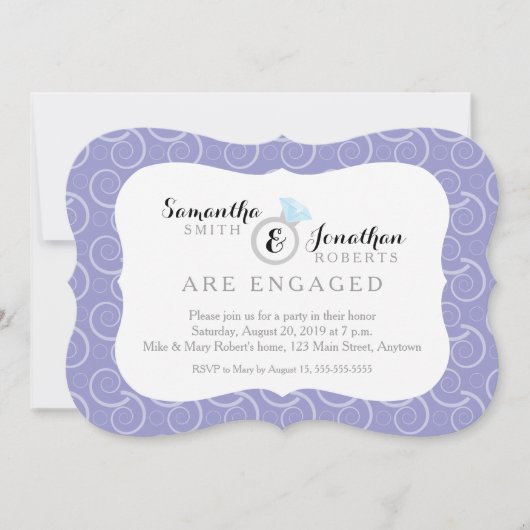 Invitation Motif blanc, Jeu d'engagement violet clair (Devant)