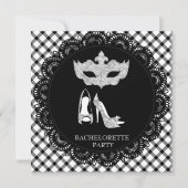 INVITATION MOTIF BLANC NOIR BACHELORETTE MASQUERADE PARTY (Devant)