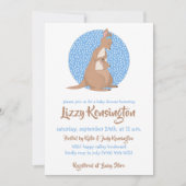 Invitation Motif bleu Baby shower Kangaroo (Devant)