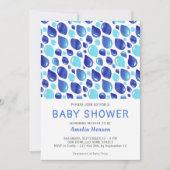 Invitation Motif Bleu  bébé Baby shower garçon (Devant)