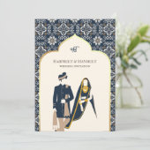 Invitation Motif bleu de la marine ivoirienne Anand Karaj Sik (Debout devant)