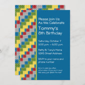 Invitation Motif - Blocs de construction pour enfants Fête d' (Devant / Derrière)