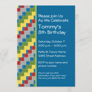 Invitation Motif - Blocs de construction pour enfants Fête d'