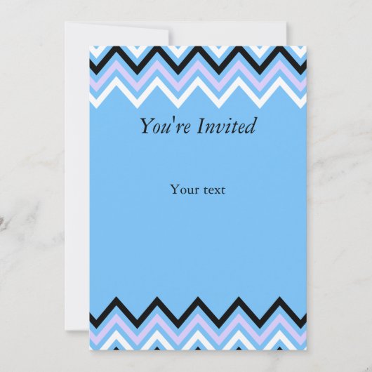 Invitation Motif Blue et Lilac Chevron (Devant)