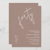 Invitation Motif Boho Brown minimaliste chaud 40e anniversair (Devant / Derrière)