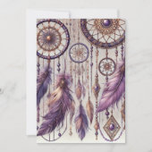 Invitation Motif Boho Dreamcatcher en violet et or (Devant)