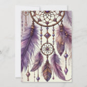 Invitation Motif Boho Dreamcatcher en violet et or (Dos)