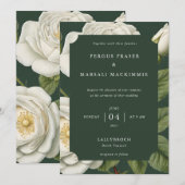 Invitation motif botanique Rose Blanche (Devant / Derrière)