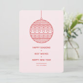 Invitation Motif branché Xmas Bauble rose et rouge (Debout devant)