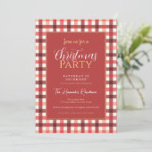 Invitation Motif carreaux rouge hivernal Gingham (Debout devant)