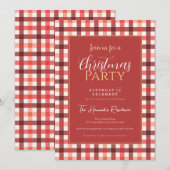 Invitation Motif carreaux rouge hivernal Gingham (Devant / Derrière)