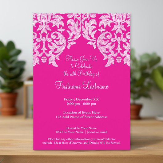 Invitation Motif chaud rose et citron vert