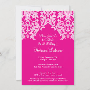 Invitation Motif chaud rose et citron vert