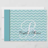 Invitation Motif Chevron Cadre  Douche Couple Turquoise (Dos)