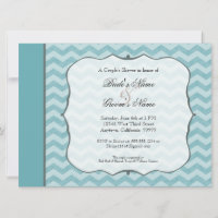 Motif Chevron Cadre  Douche Couple Turquoise