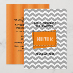 Invitation Motif Chevron fête de graduation personnalisée