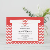 Invitation Motif Chevron Fleur de Lis Evénement Rouge et Blan (Debout devant)