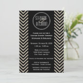 Invitation Motif Chevron noir et beige Art déco (Debout devant)