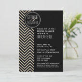 Invitation Motif Chevron noir et beige Art déco (Debout devant)