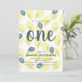 Invitation Motif citron et feuille 1er anniversaire Invitatio (Debout devant)