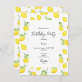 Invitation Motif citrons aquarelles (Devant / Derrière)