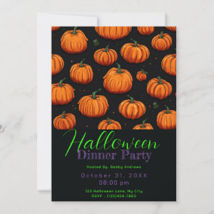 Invitation Motif citrouille Black Diner d'Halloween