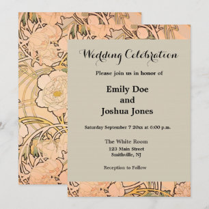 Invitation Motif classique Art nouveau de jardin de pivoines 