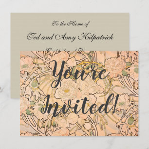 Invitation Motif classique Art nouveau de jardin de pivoines 
