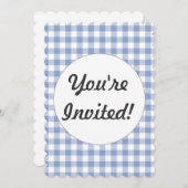 Invitation Motif classique En vichy bleu coché (Devant / Derrière)