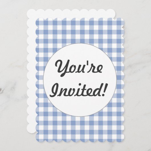 Invitation Motif classique En vichy bleu coché (Devant / Derrière)