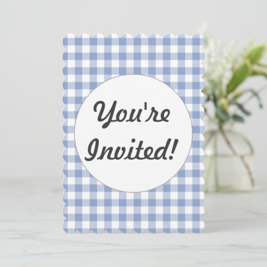 Invitation Motif classique En vichy bleu coché (Debout devant)