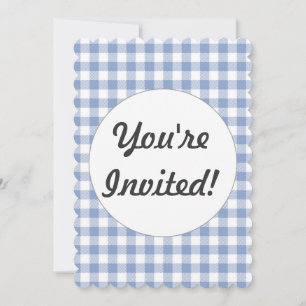 Invitation Motif classique En vichy bleu coché