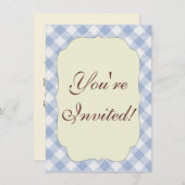 Invitation Motif classique En vichy bleu coché (Devant / Derrière)