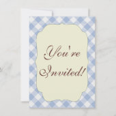 Invitation Motif classique En vichy bleu coché (Devant)