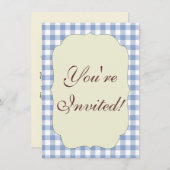 Invitation Motif classique En vichy bleu coché (Devant / Derrière)