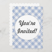 Invitation Motif classique En vichy bleu coché (Devant / Derrière)