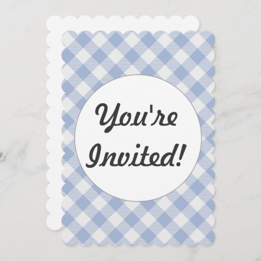 Invitation Motif classique En vichy bleu coché (Devant / Derrière)